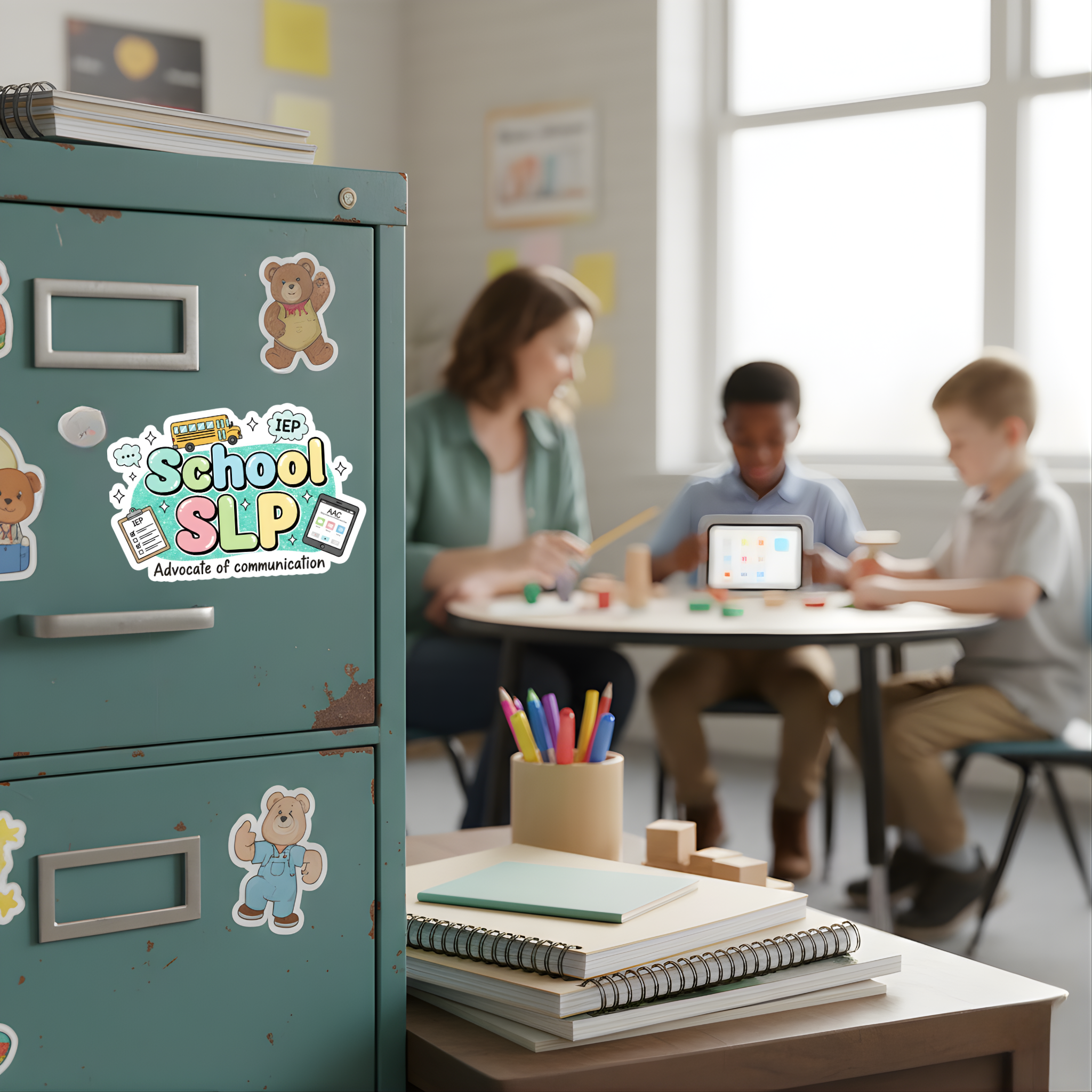 School SLP Sticker – Advocate of Communication | Speech Therapy Die-Cut Sticker