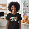 School Nurse Illustrated T-Shirt | Colorful Bubble Font Tee for School Nurses