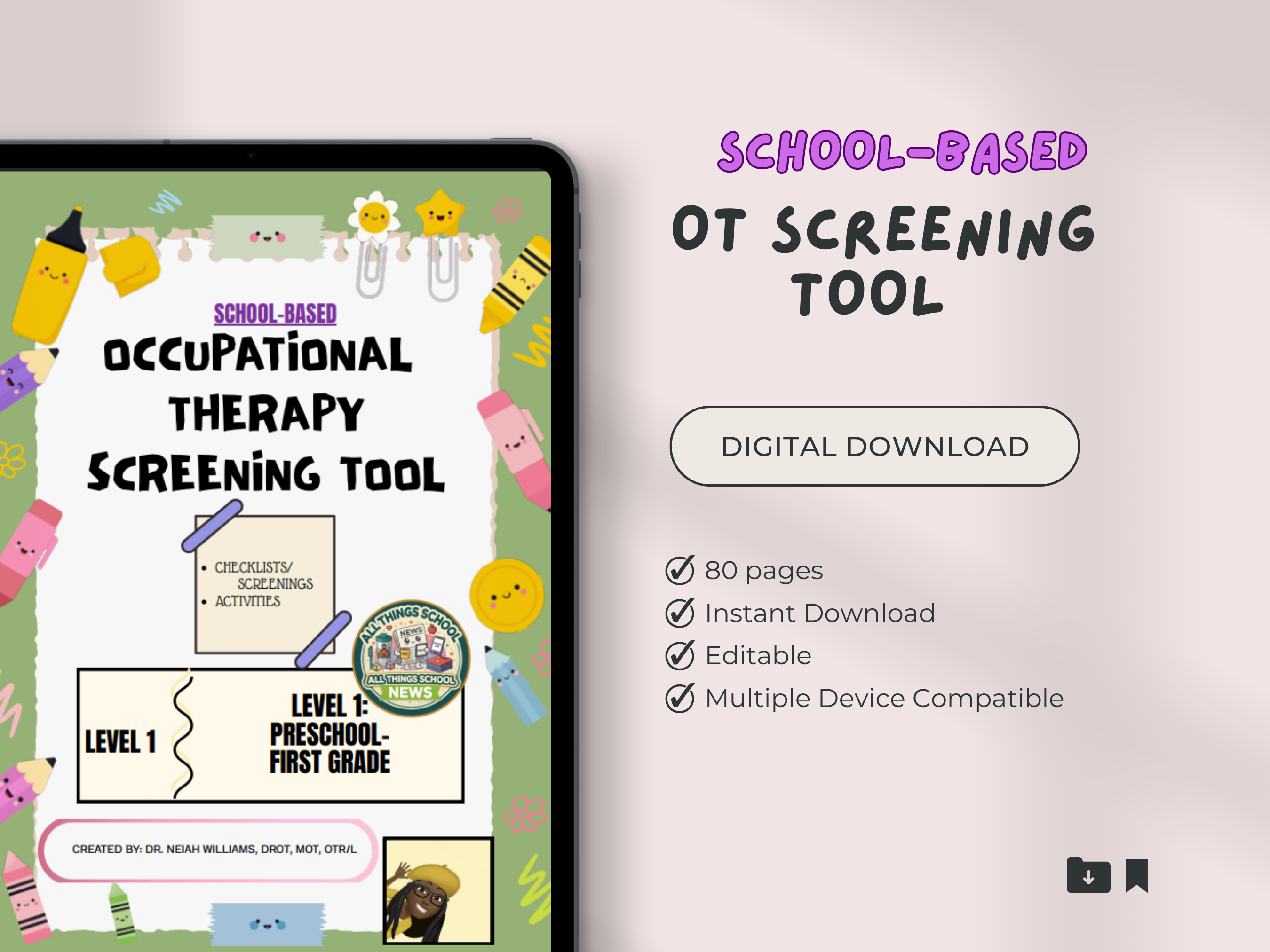 OT Screening Tool | School System| 80-Page Fine Motor Assessment Bundle | Digital Download