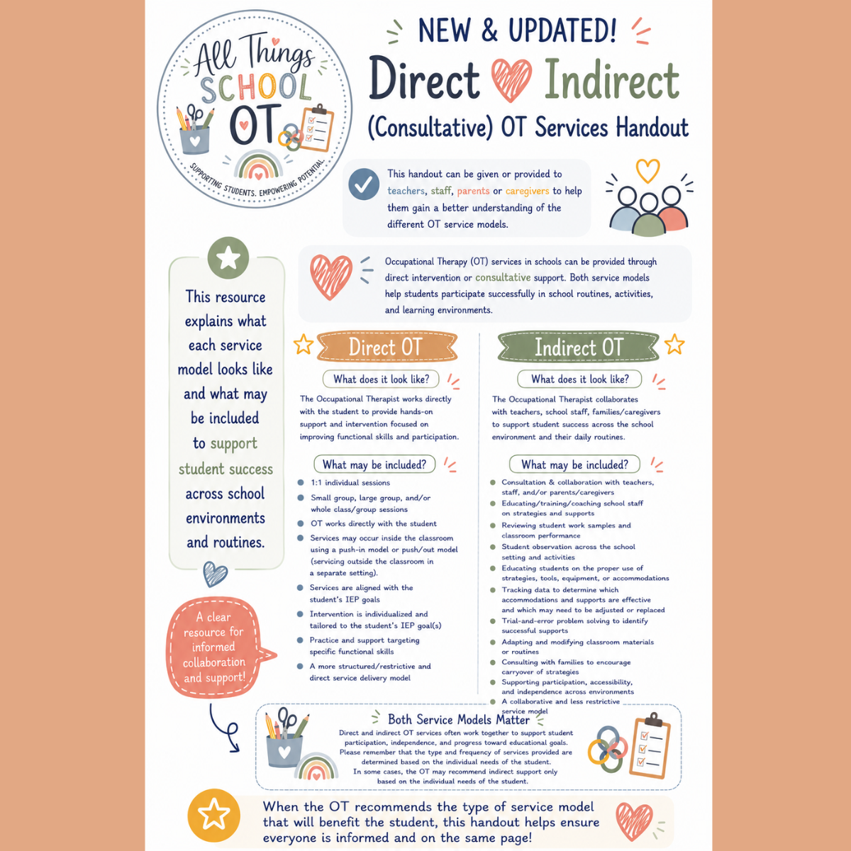 Direct vs. Indirect OT Services – Free 1-Page Digital Download Handout