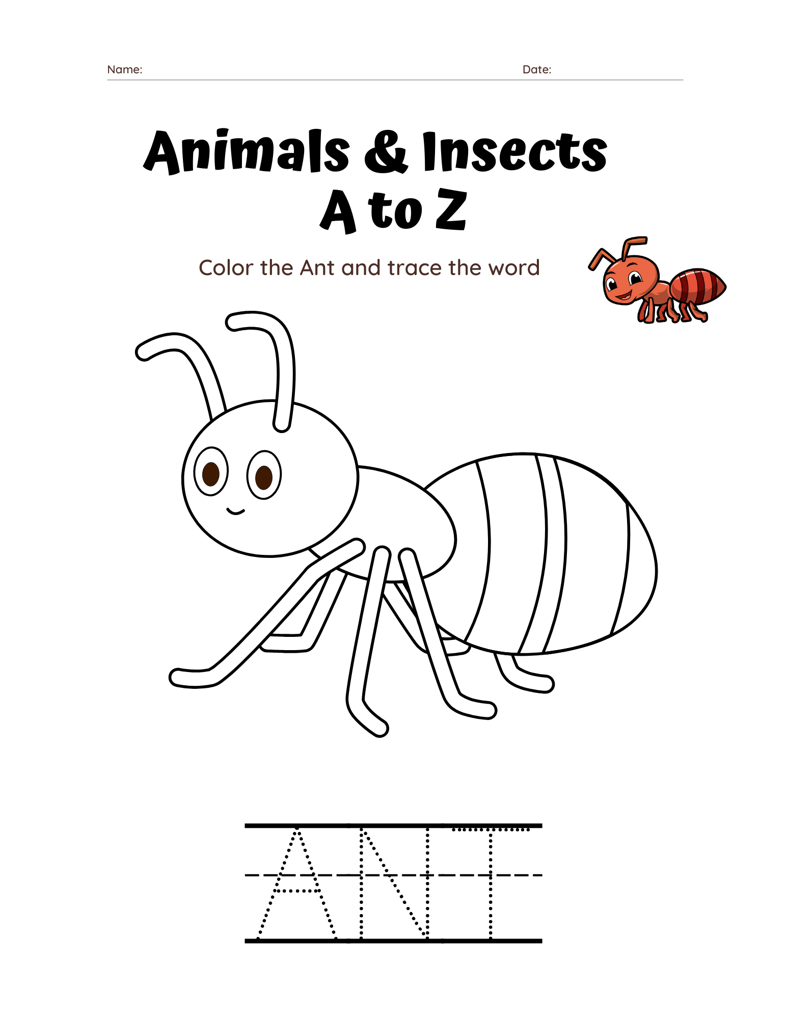 Color and Trace: Animals and Insects Adventure for Kids | Fine Motor Skills Activity Book