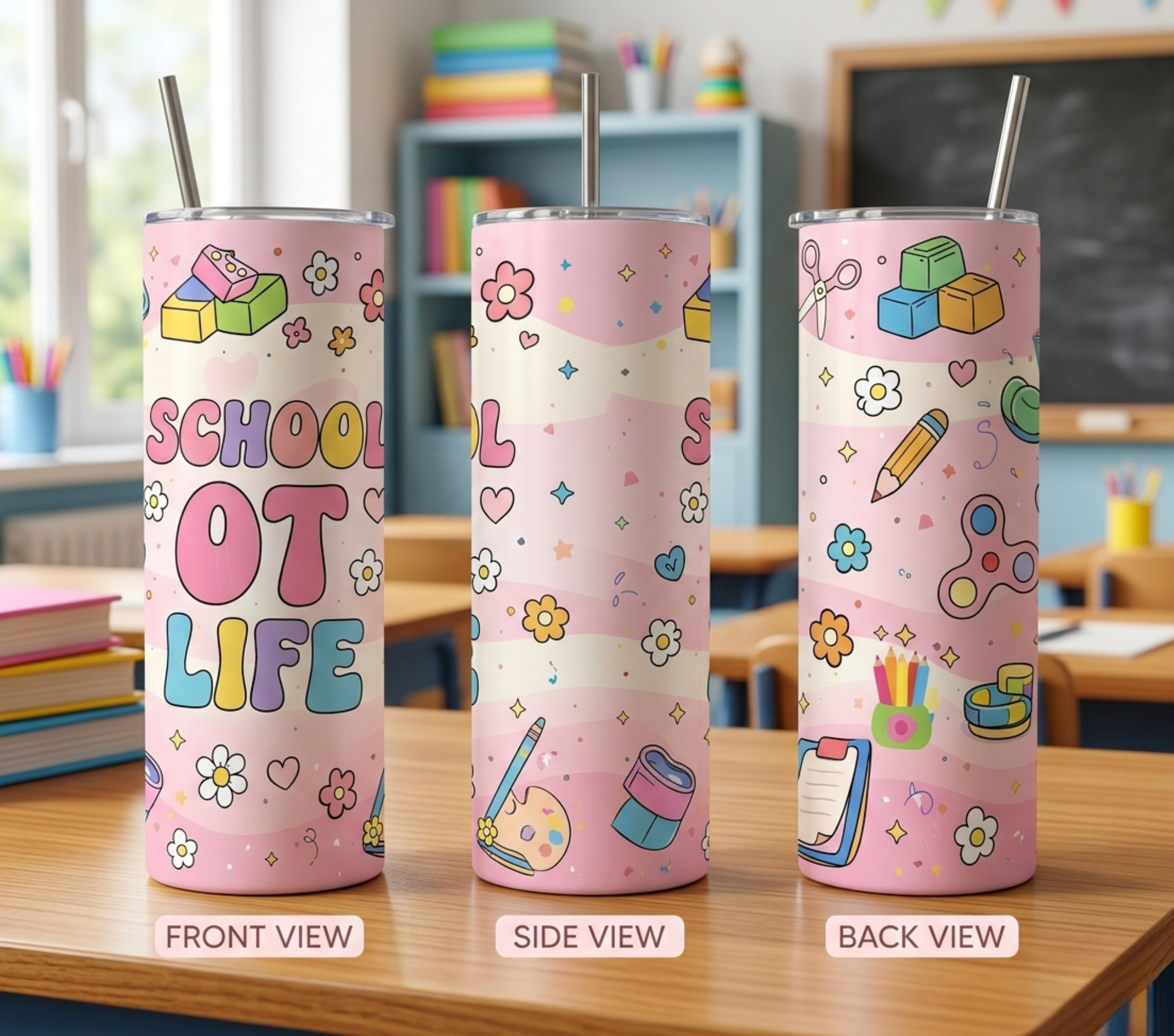 School OT Life 20oz Skinny Tumbler – Occupational Therapy Inspired Drinkware