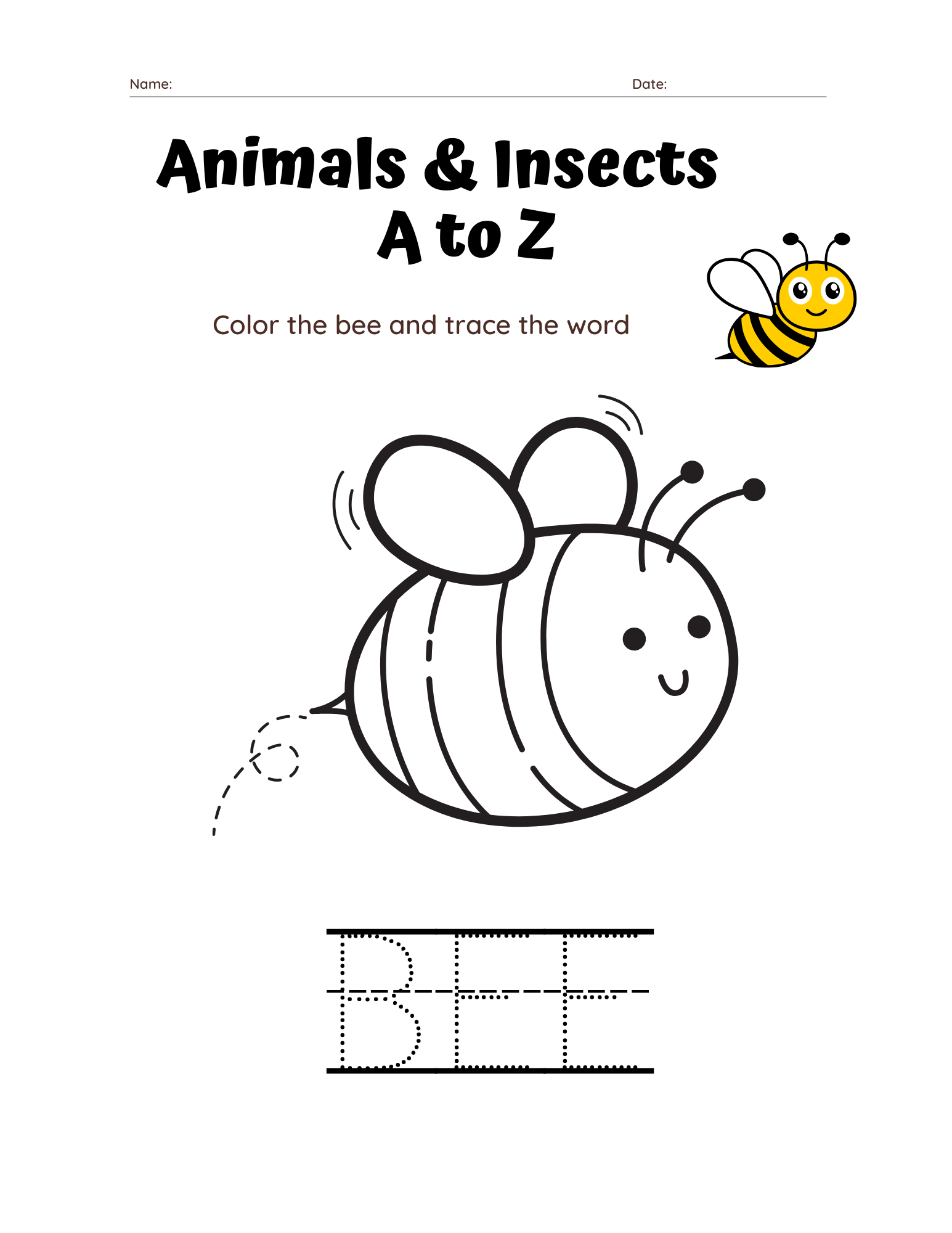 Color and Trace: Animals and Insects Adventure for Kids | Fine Motor Skills Activity Book