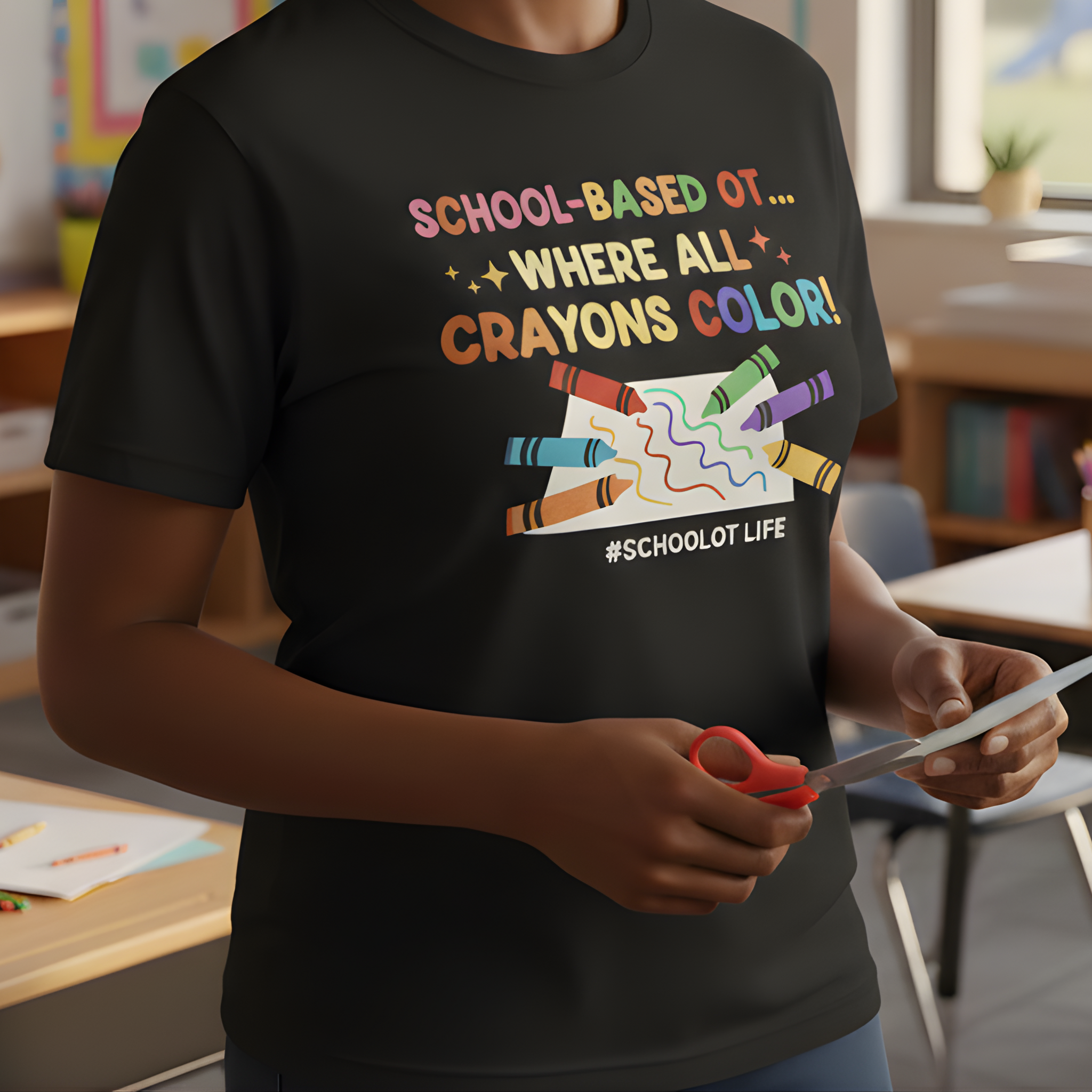 Where All Crayons Color – School-Based OT Occupational Therapy Shirt