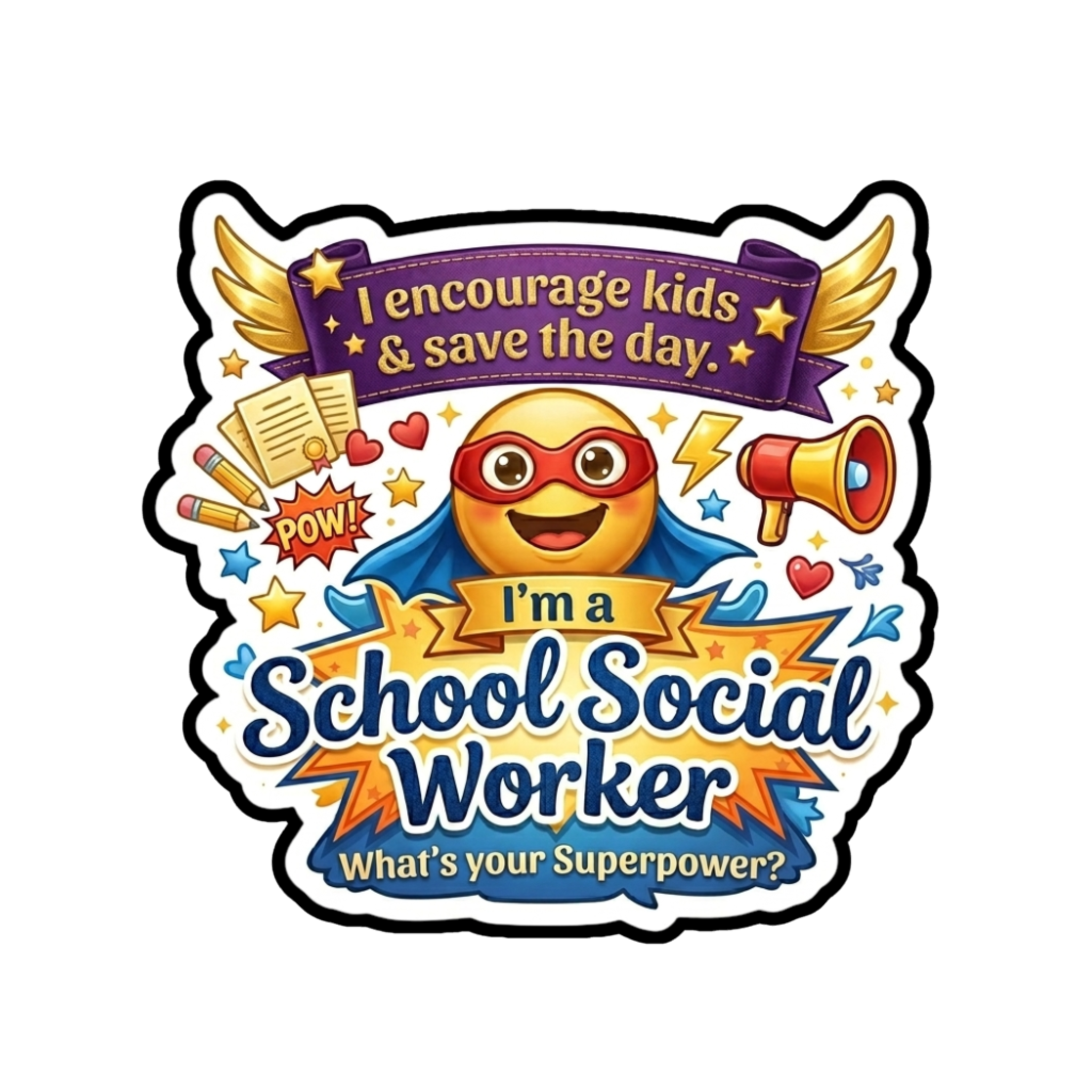 I'm a School Social Worker – What's Your Superpower? 🦸‍♀️ Die-Cut Vinyl Sticker