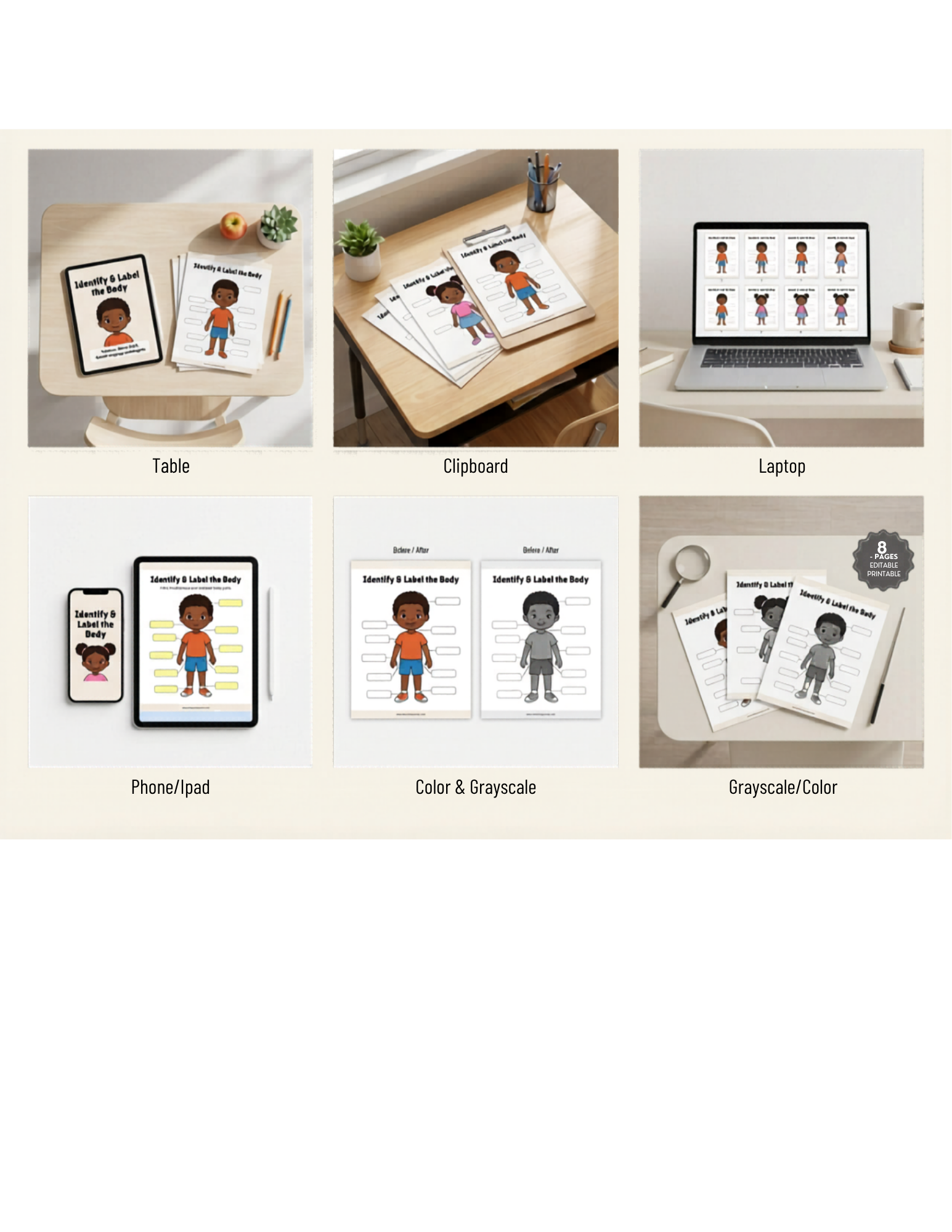 Editable |Identify & Label the Body Parts Worksheet | 8-Page Printable Digital Download | Black Representation