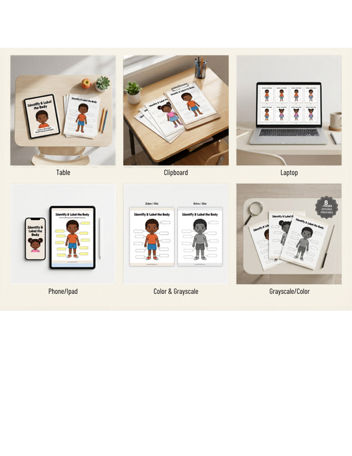Editable |Identify & Label the Body Parts Worksheet | 8-Page Printable Digital Download | Black Representation