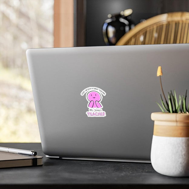 Personalized Teacher Kiss-Cut Vinyl Decal, Custom Name Teacher Sticker, Classroom sticker, Teacher Gift, Laptop Decals, Car Window Decals