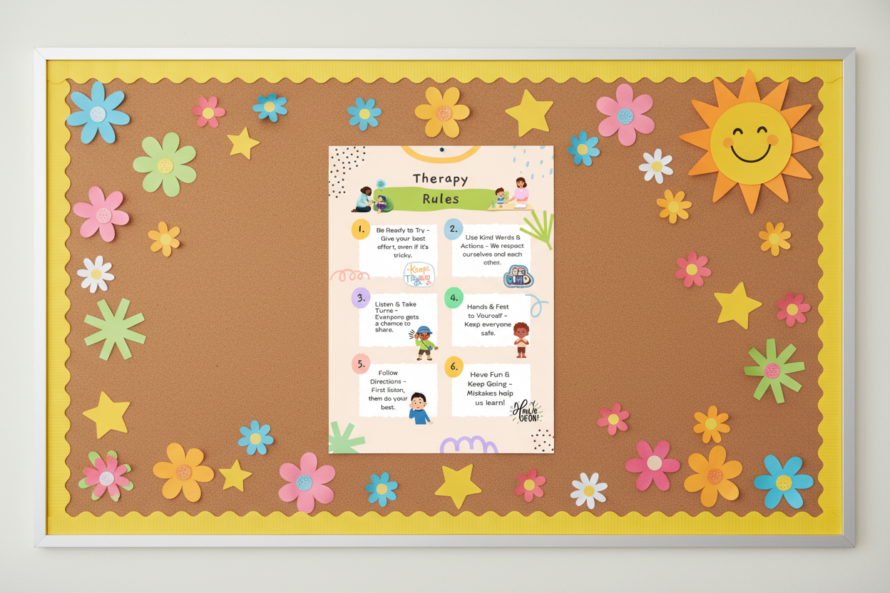 Bulletin board with flowers
