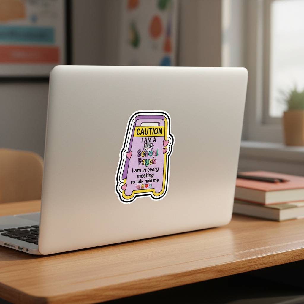 Caution School Psych Sticker - Laptop