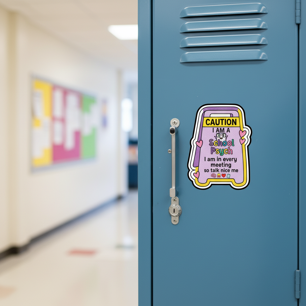 Caution School Psych Sticker - Locker