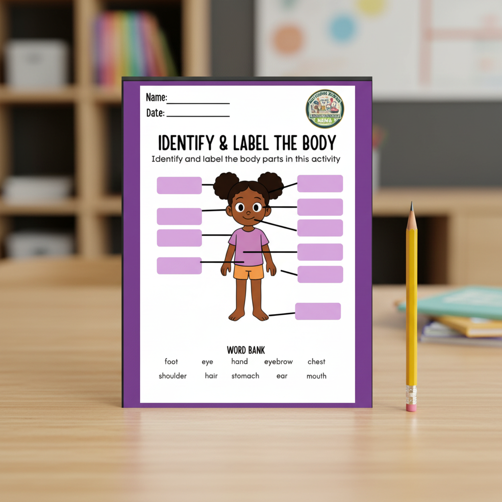 Close-up girl worksheet Etsy mockup