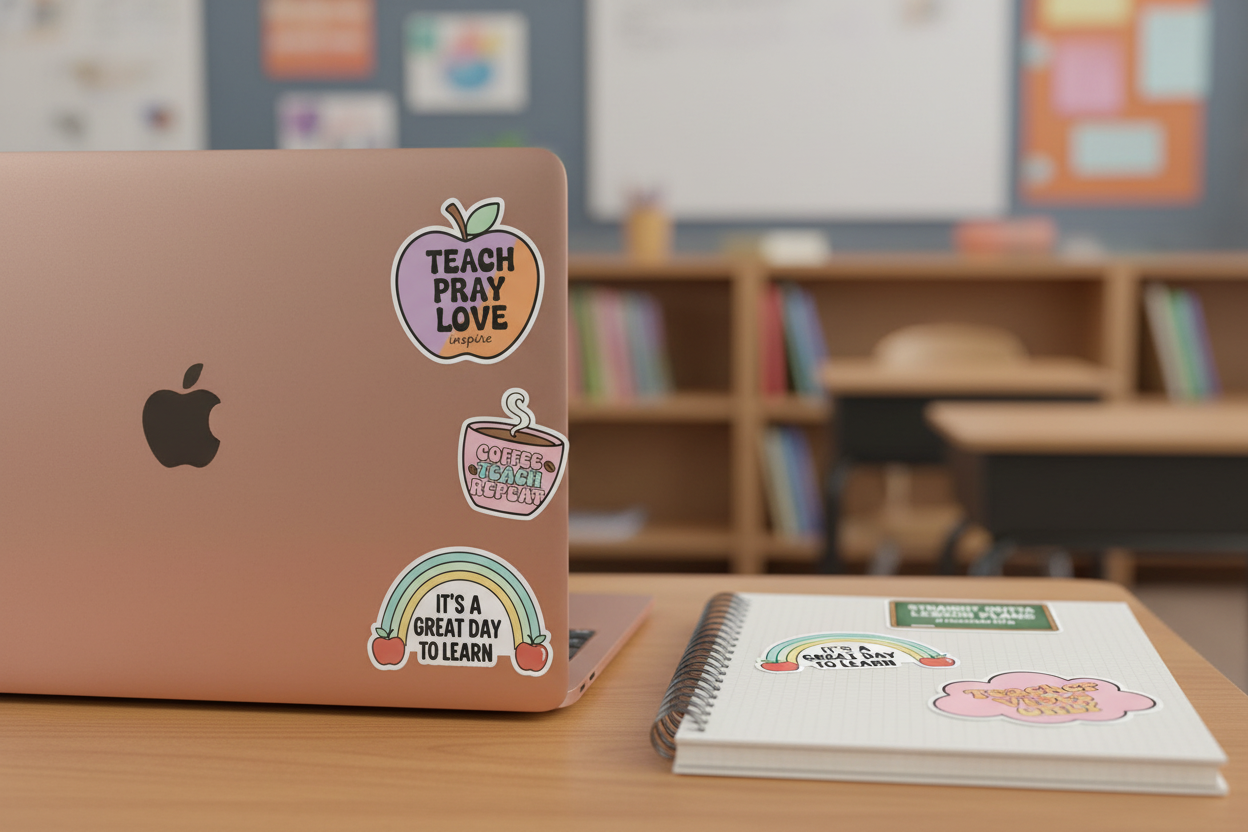 Exact Stickers on Laptop and Planner