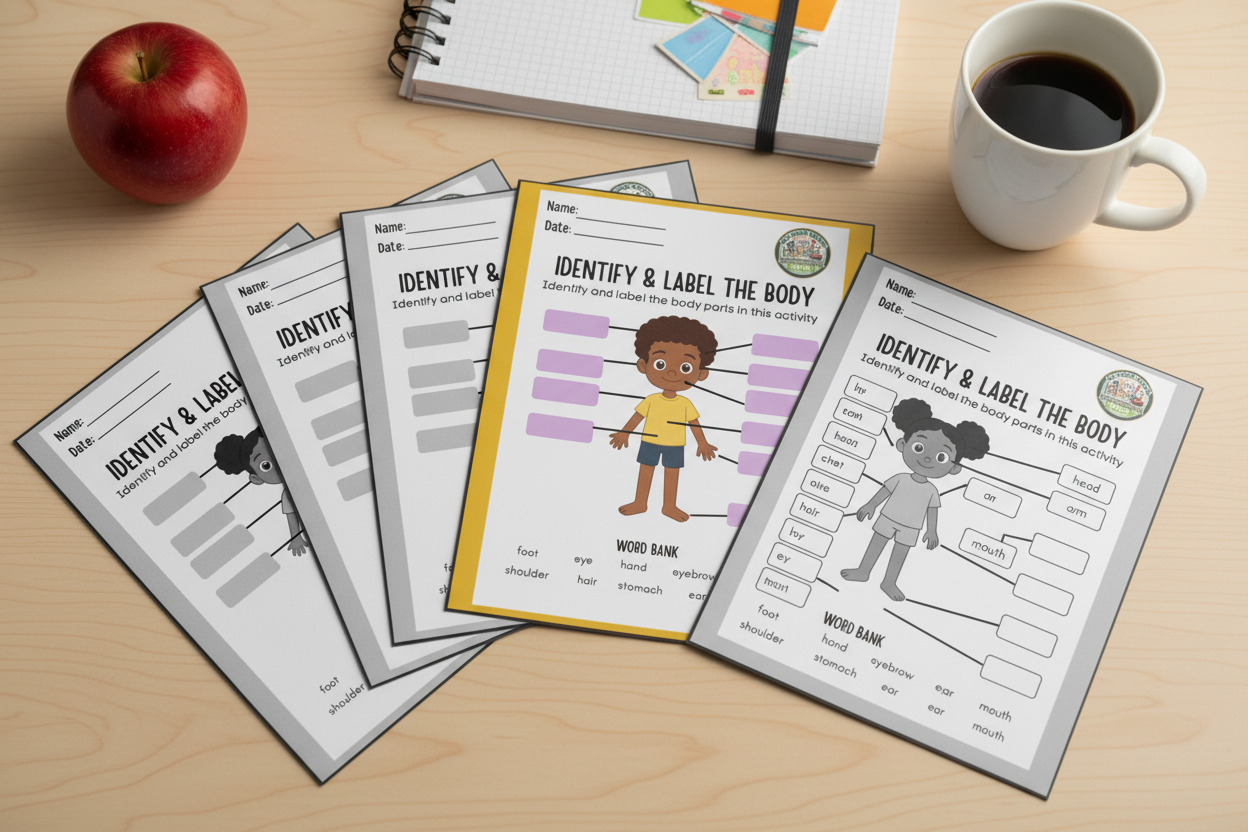 Fanned packet teacher desk mockup
