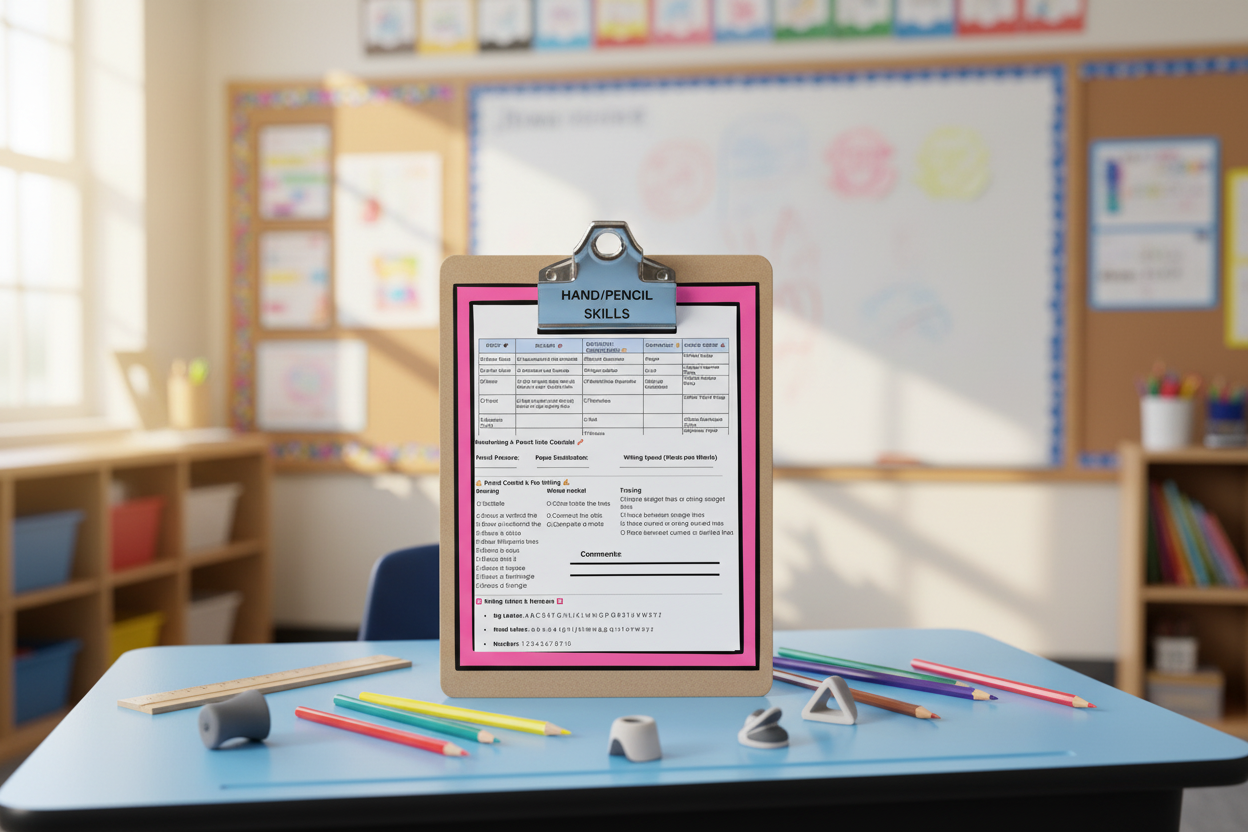 Hand/Pencil Skills School Setting Mockup