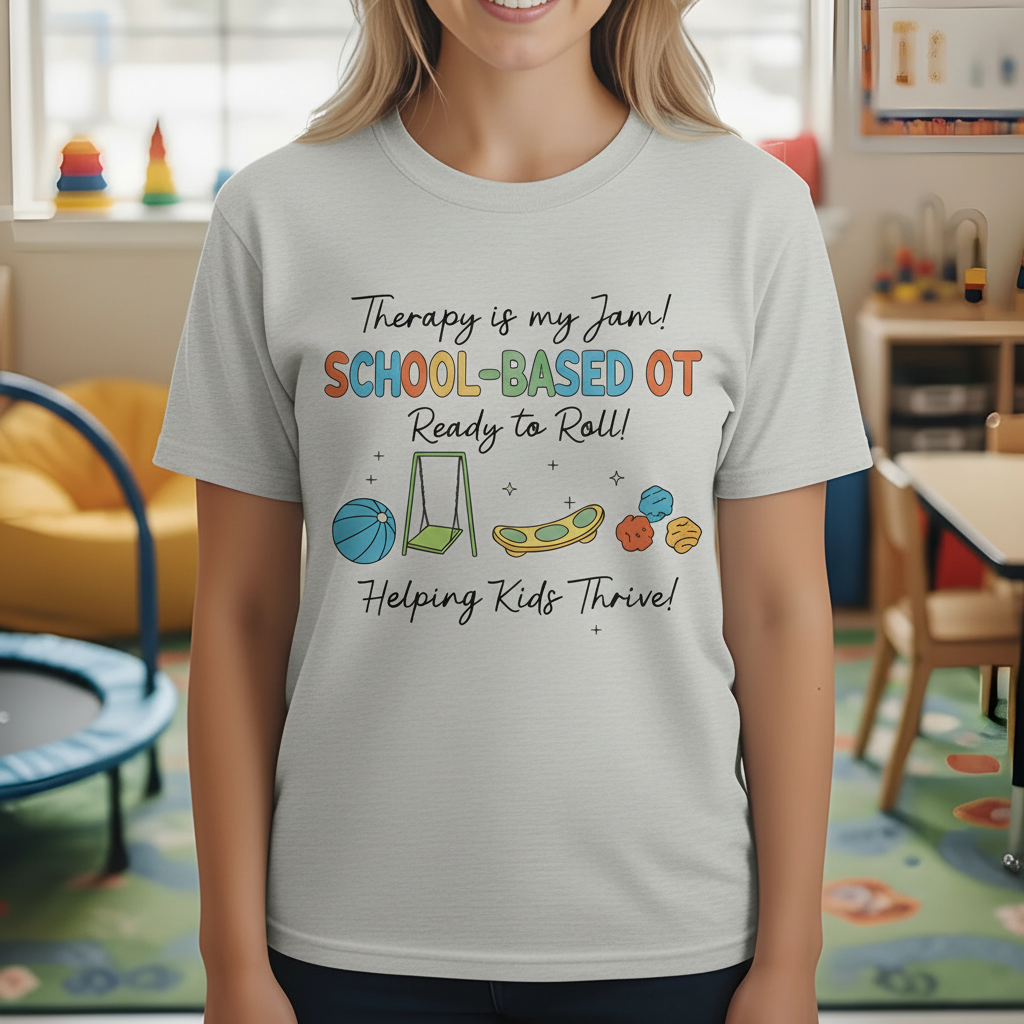 School-Based OT shirt design close-up