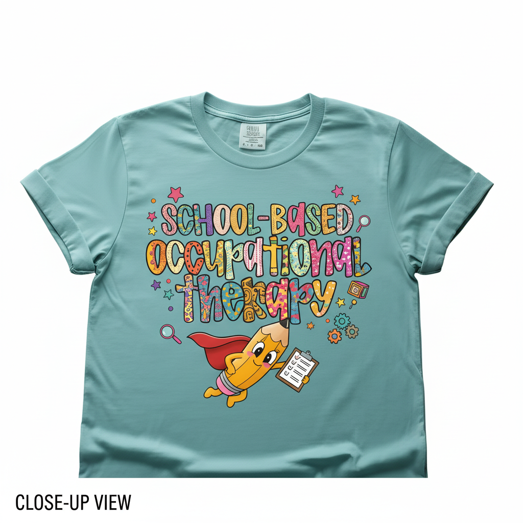 Close-Up View – Super OT Superhero Pencil shirt design detail