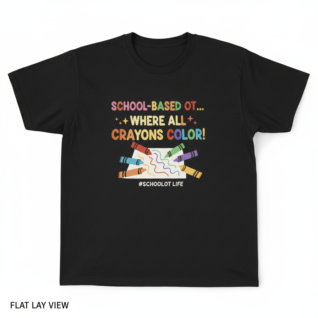 Flat Lay View – Where All Crayons Color shirt overhead