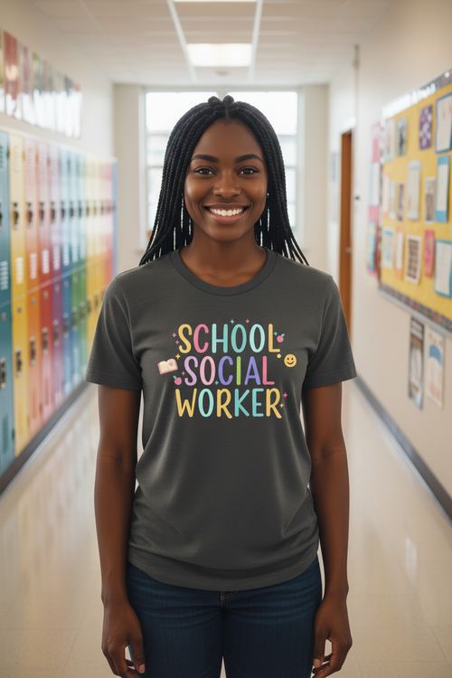 Cute School Social Worker T-shirt - School hallway