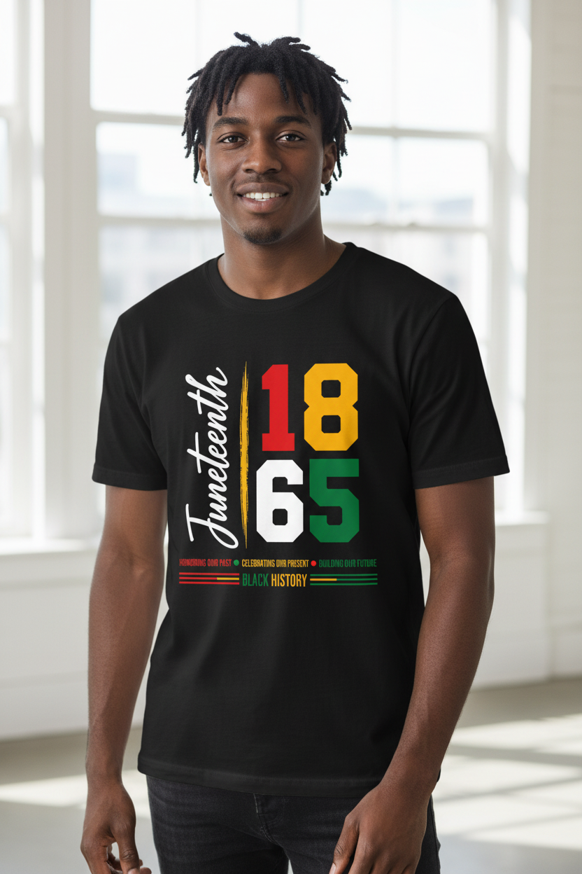 Juneteenth 1865 Black T-Shirt lifestyle mockup