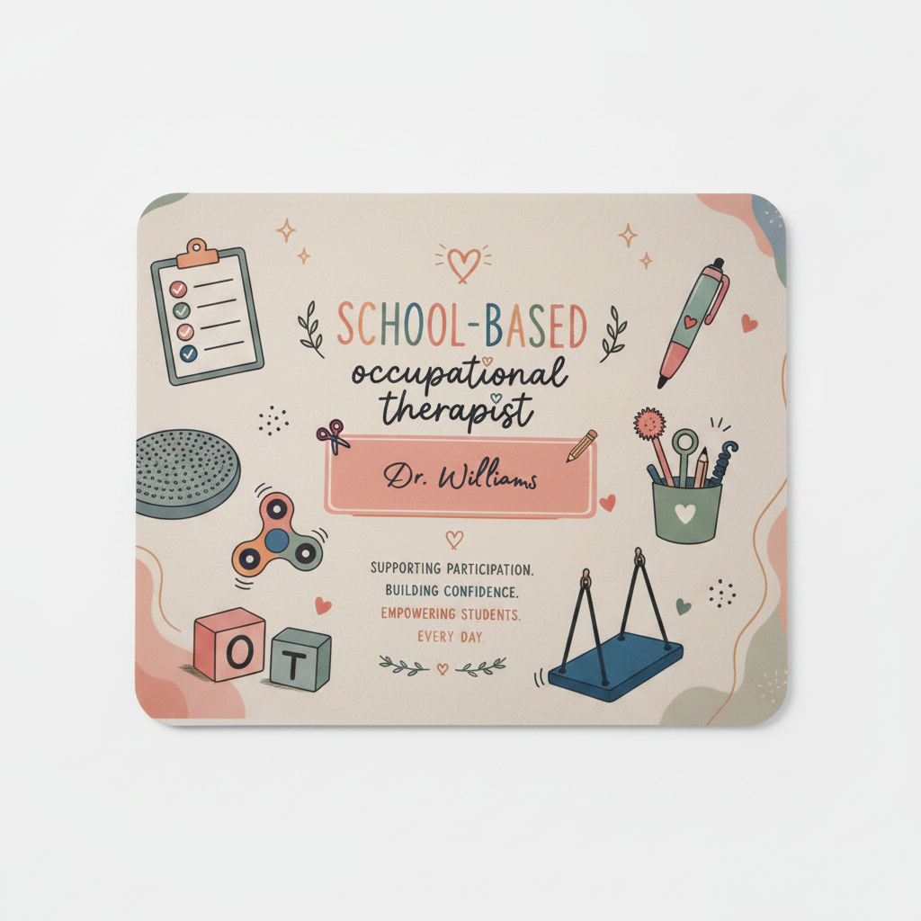 School-Based OT mouse pad flat lay product mockup