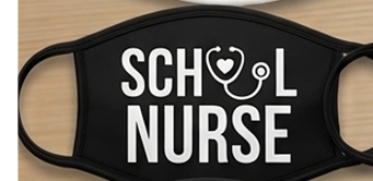 School Nurse Face Mask | Black Reusable Mask with Stethoscope Design