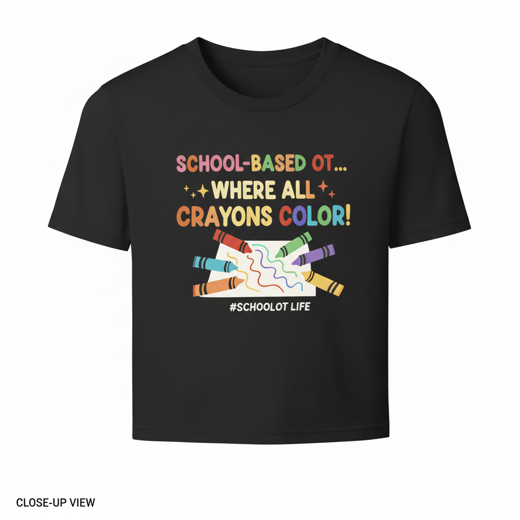 Close-Up View – Where All Crayons Color shirt design detail