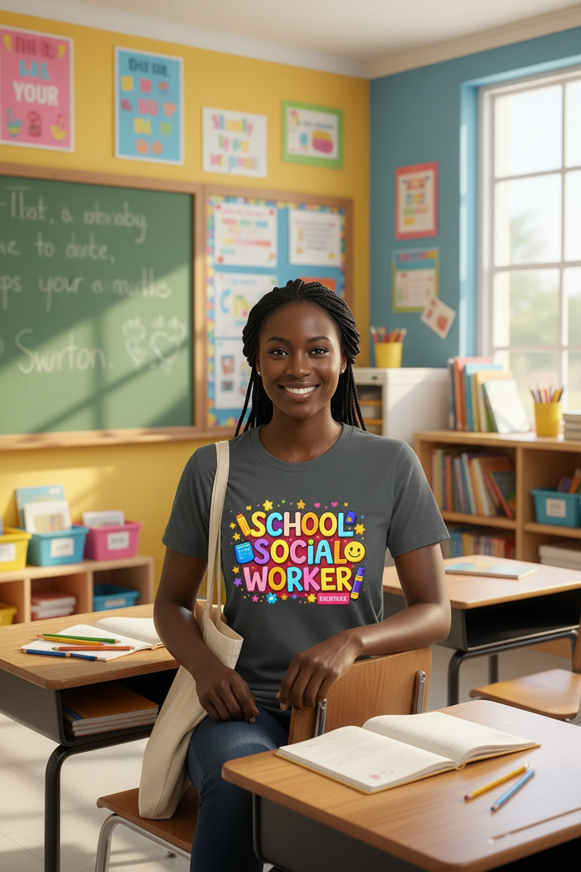 School Social Worker Essential Tee - Classroom setting
