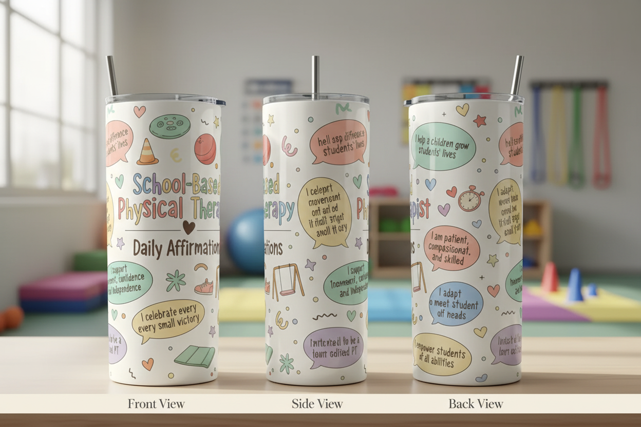 Labeled tumbler views school PT