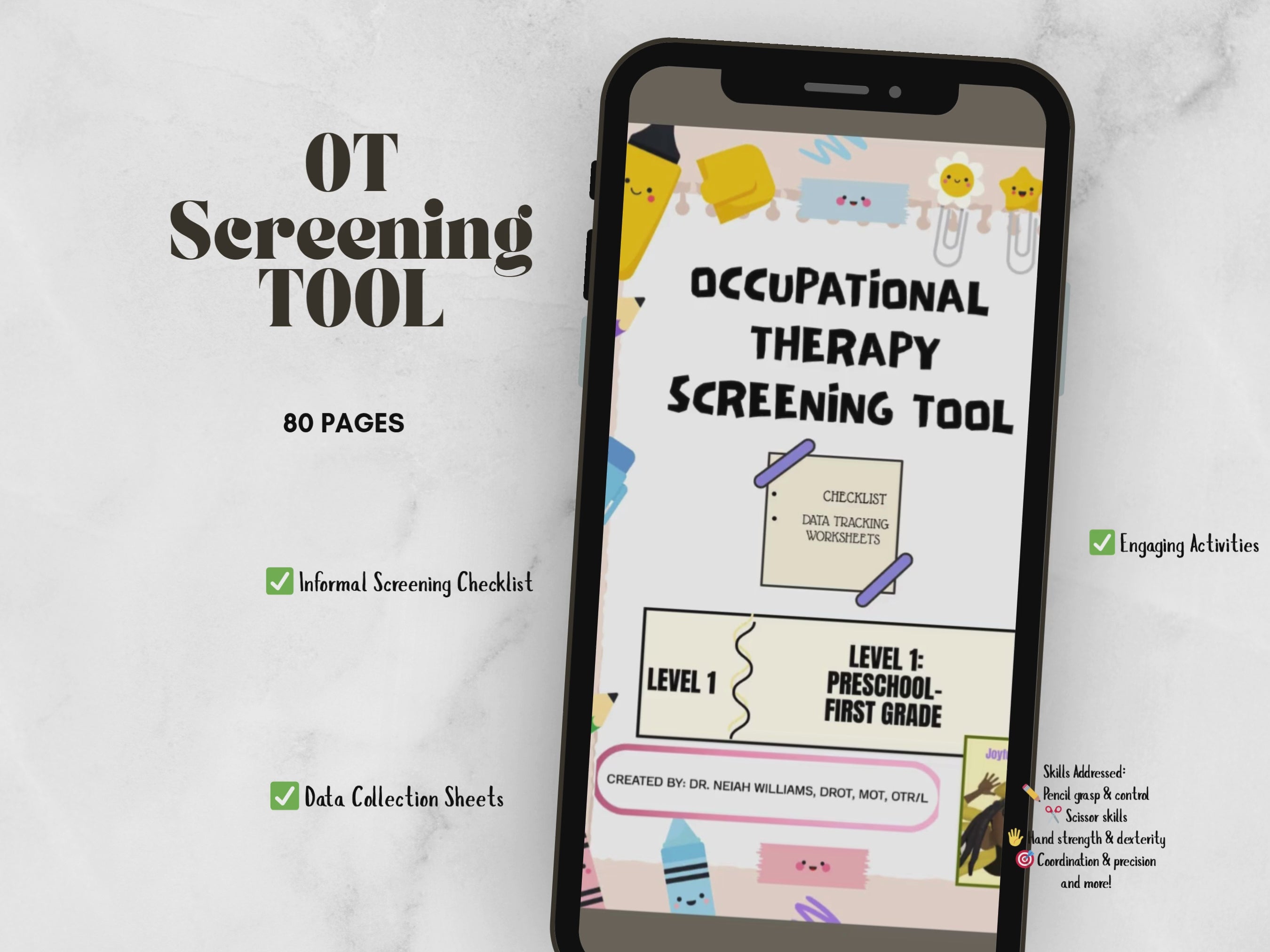 OT Screening Tool | School System| 80-Page Fine Motor Assessment Bundle | Digital Download