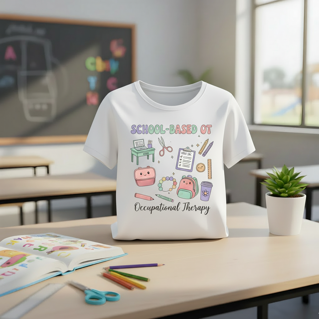 School-Based OT Design on White T-Shirt