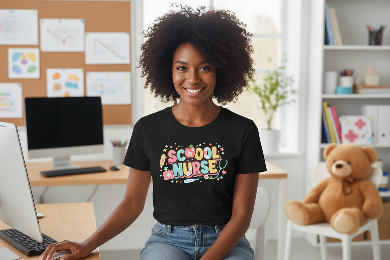 School Nurse black tee - nurse office
