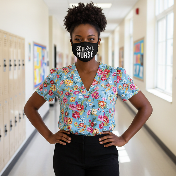 School Nurse mask - Black woman in hallway