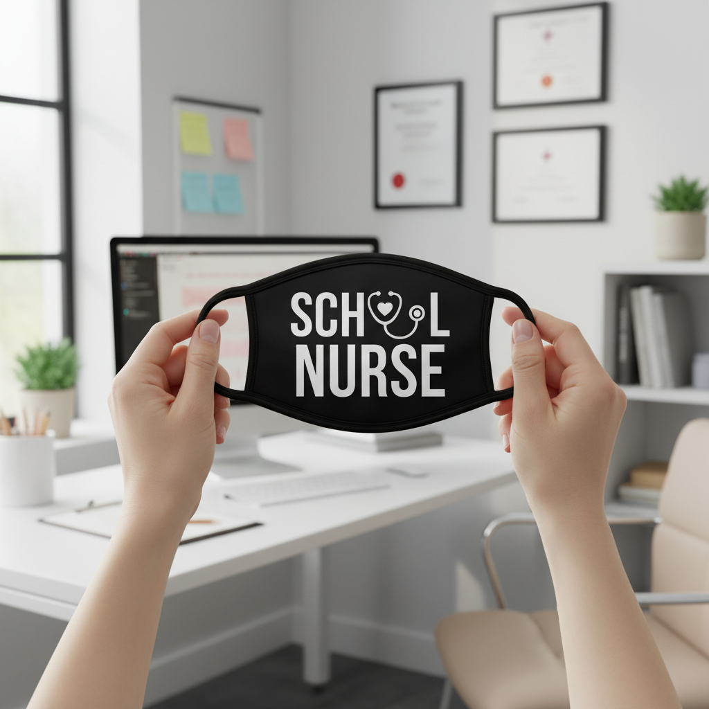 School Nurse mask - enlarged close-up