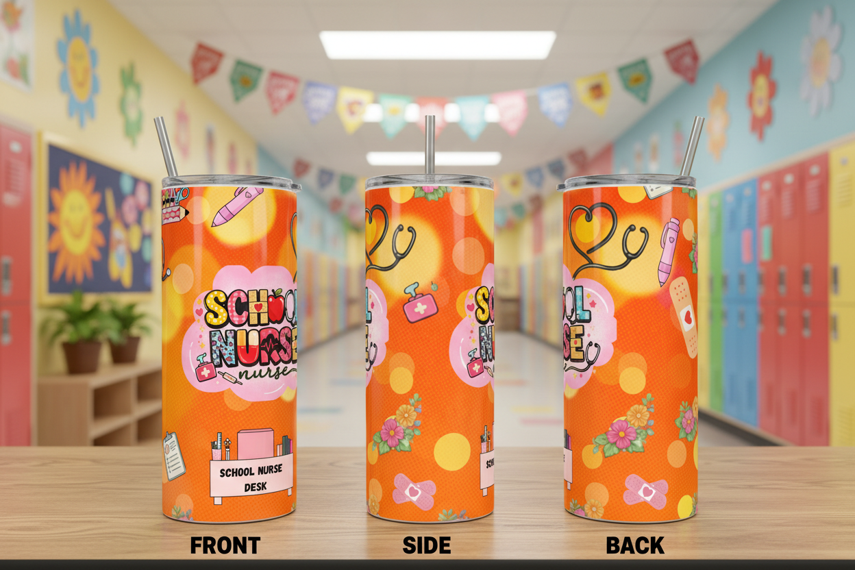 School Nurse Tumbler - School Hallway