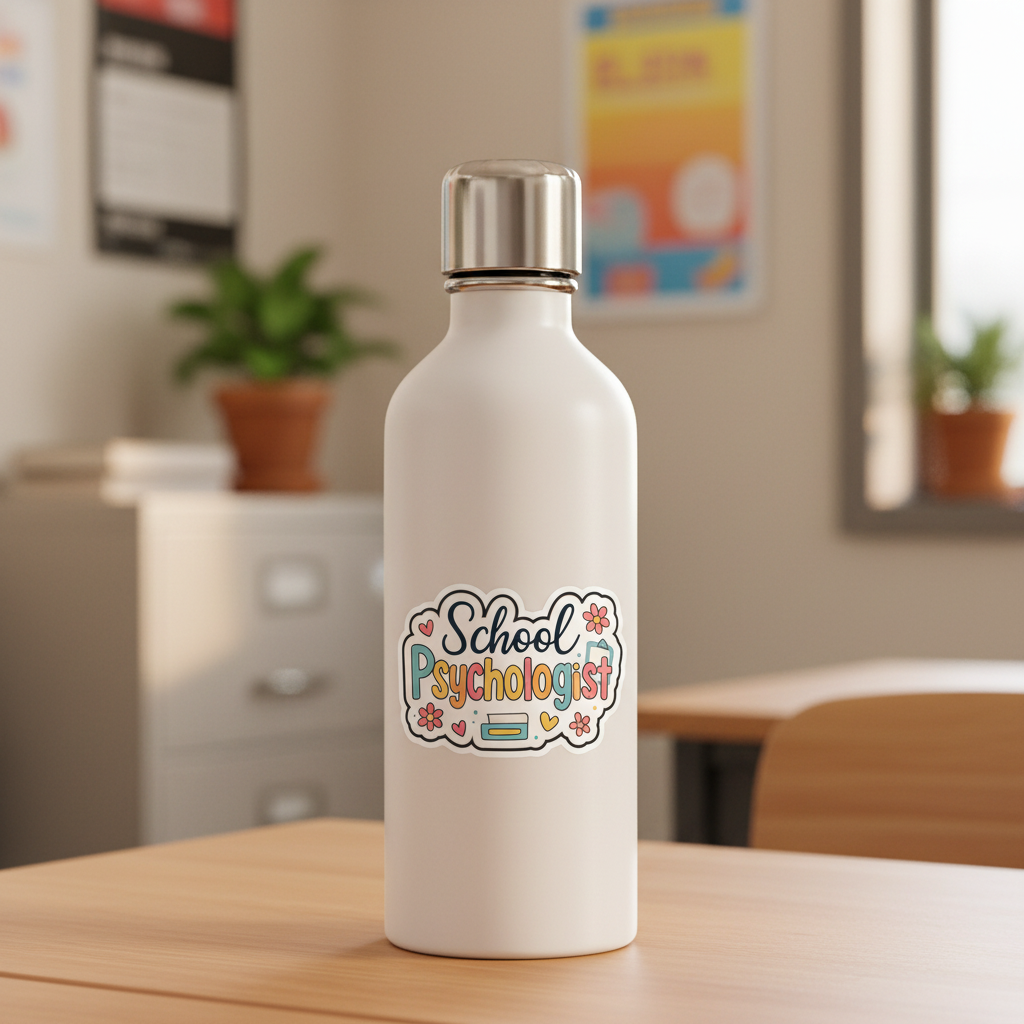 School Psychologist Sticker - Water Bottle Mockup