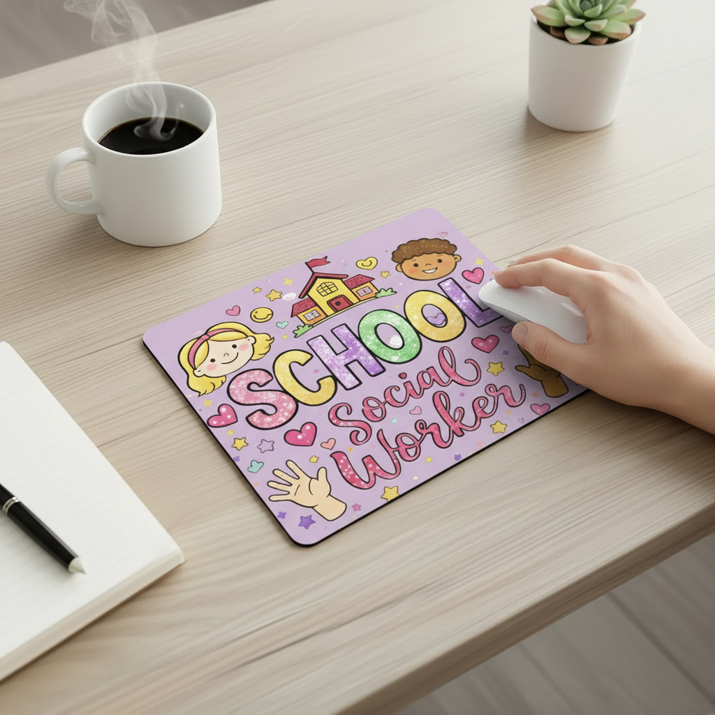 School Social Worker Mouse Pad - Overhead View