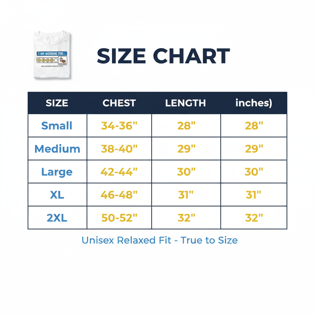 Size Chart Fixed – I Am Working For T-Shirt
